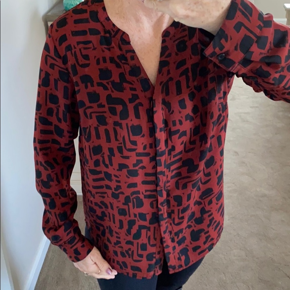 Apt 9 button up rust and black blouse - Picture 3 of 13